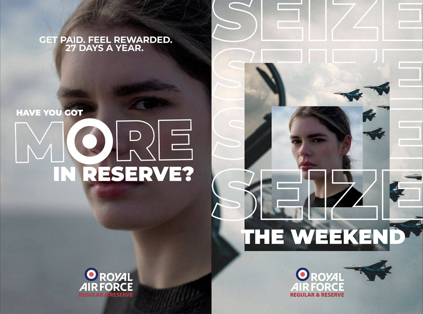 RAF More in Reserve and Seize the Weekend posters