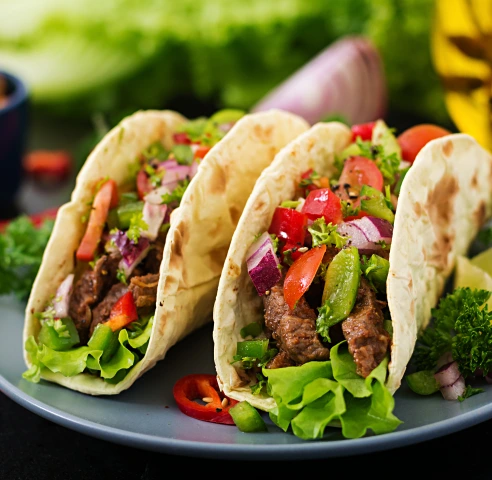 Street tacos and salsa at Mexican at 35