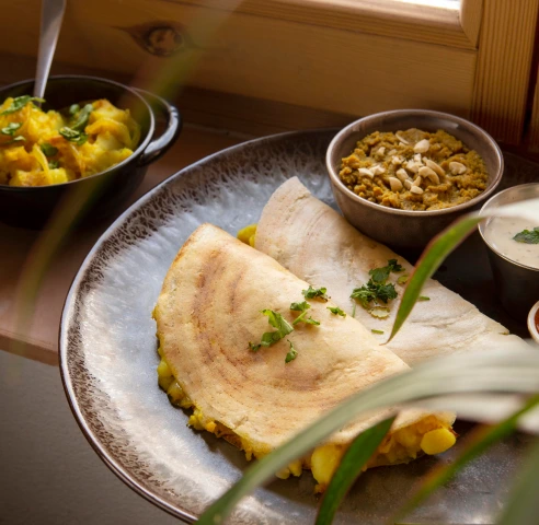 Crispy dosa with chutney at Dosa House