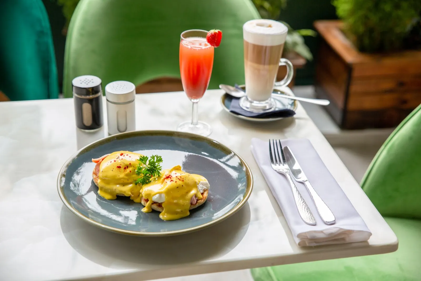 Eggs Benedict brunch plate at Gastro at 35