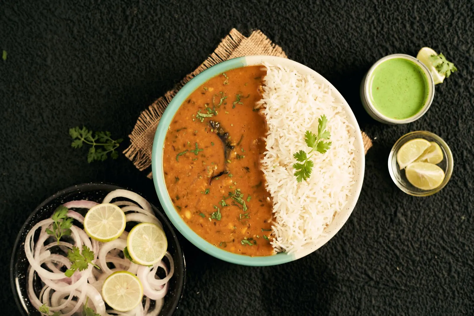 South Indian meal with rice and curries at Gastro at 35