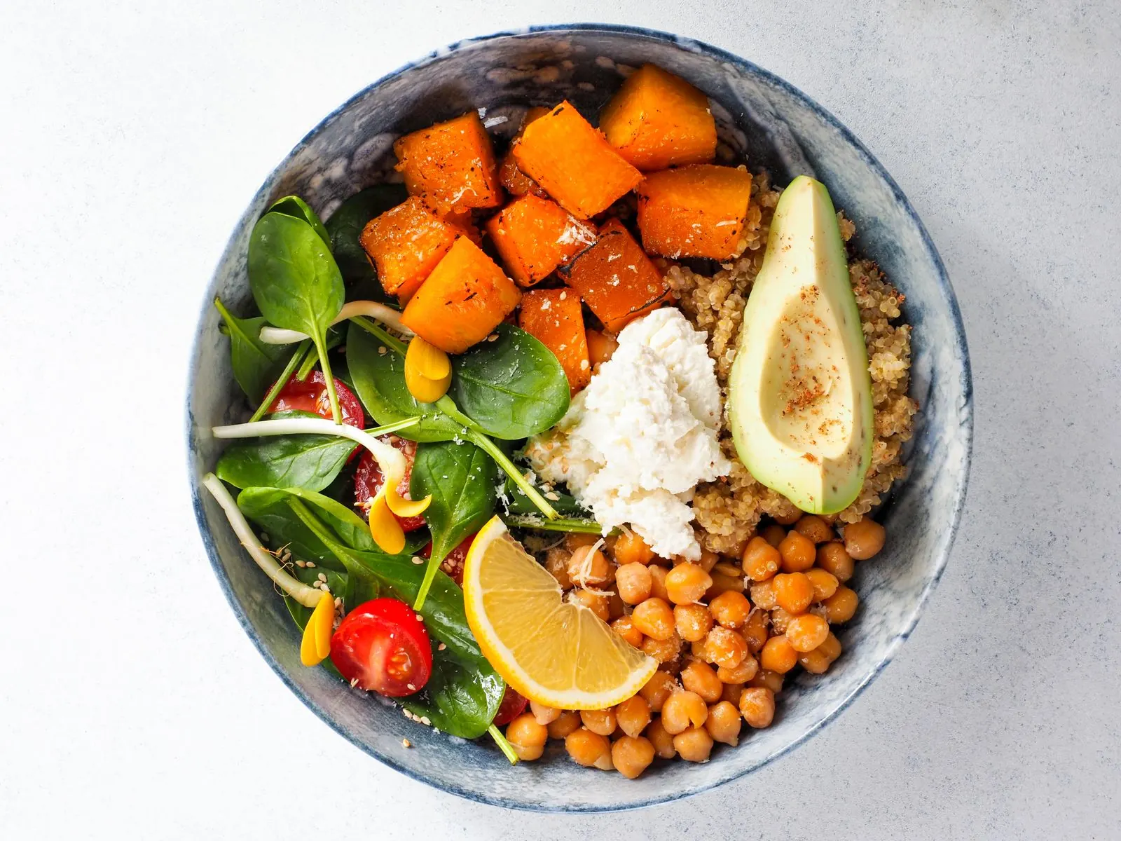 Vegan buddha bowl with fresh vegetables at Gastro at 35