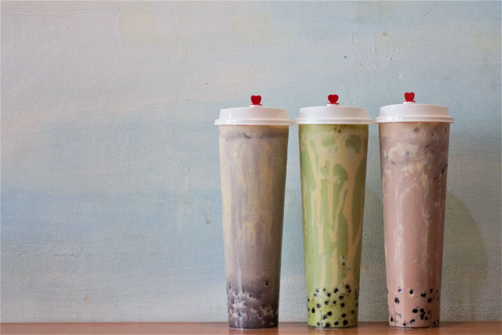 Assorted bubble tea flavors at Boba Haven
