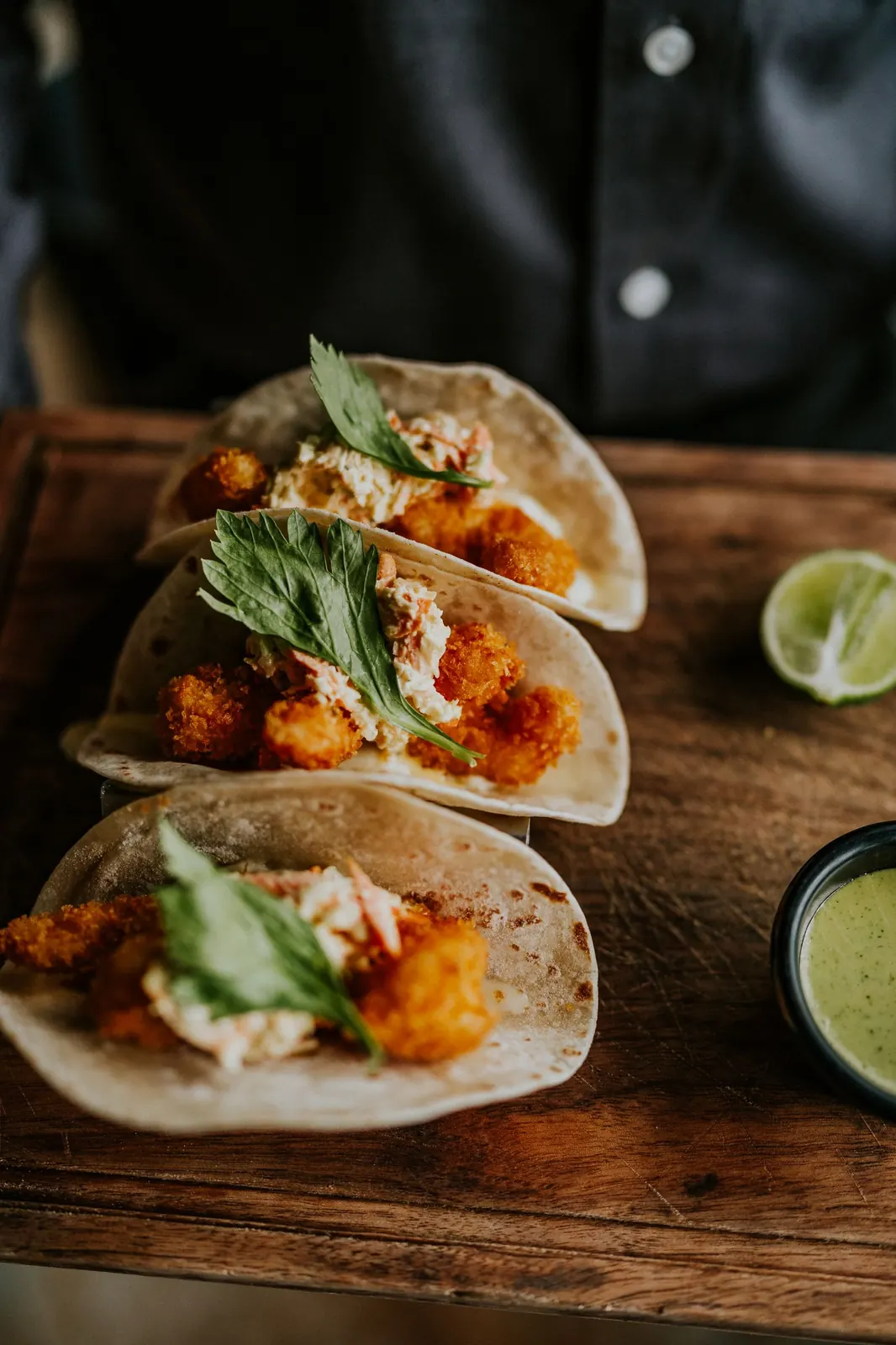 Street tacos on the table at Mexican at 35