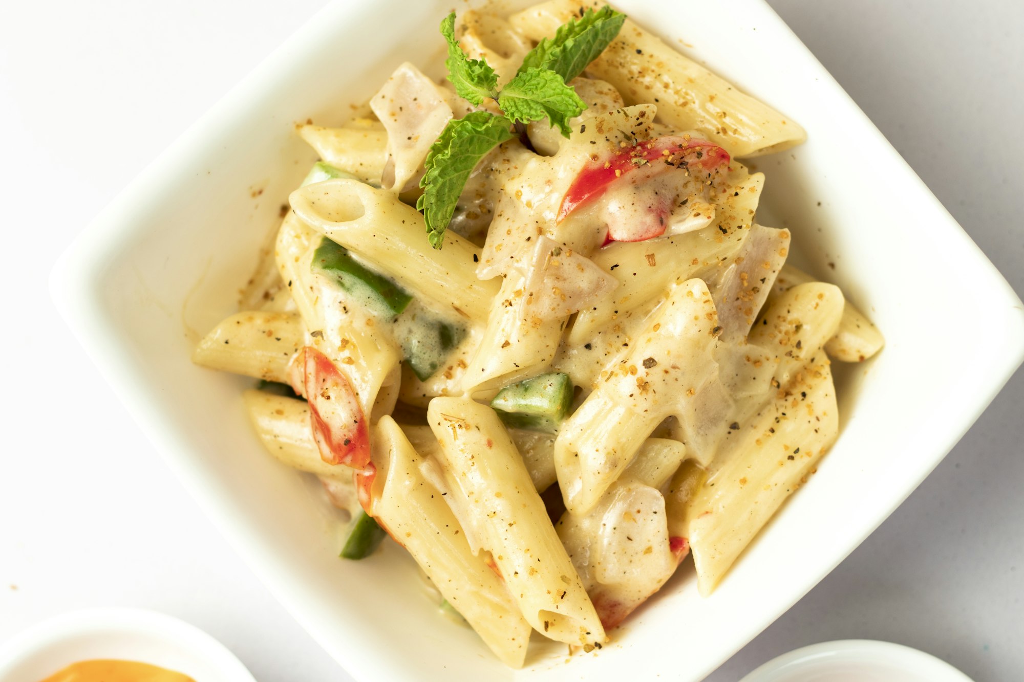 Penne pasta in creamy tomato vodka sauce