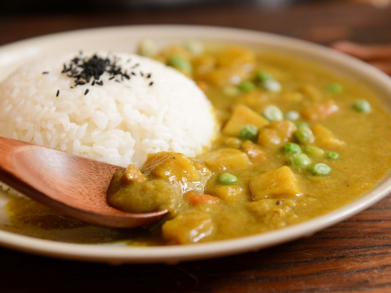 Vegetable curry with rice