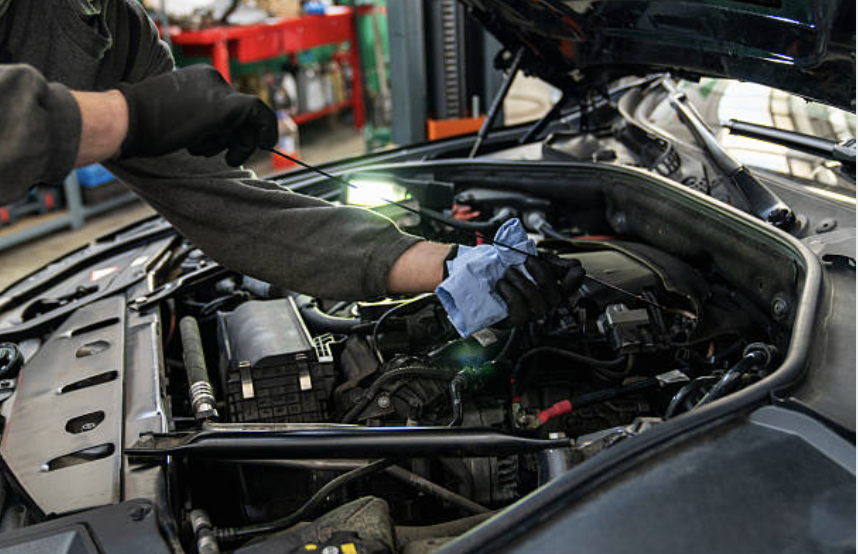 Oil change / service bay at Davis Automotive in Dallas, Texas