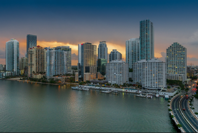 Miami skyline at dusk