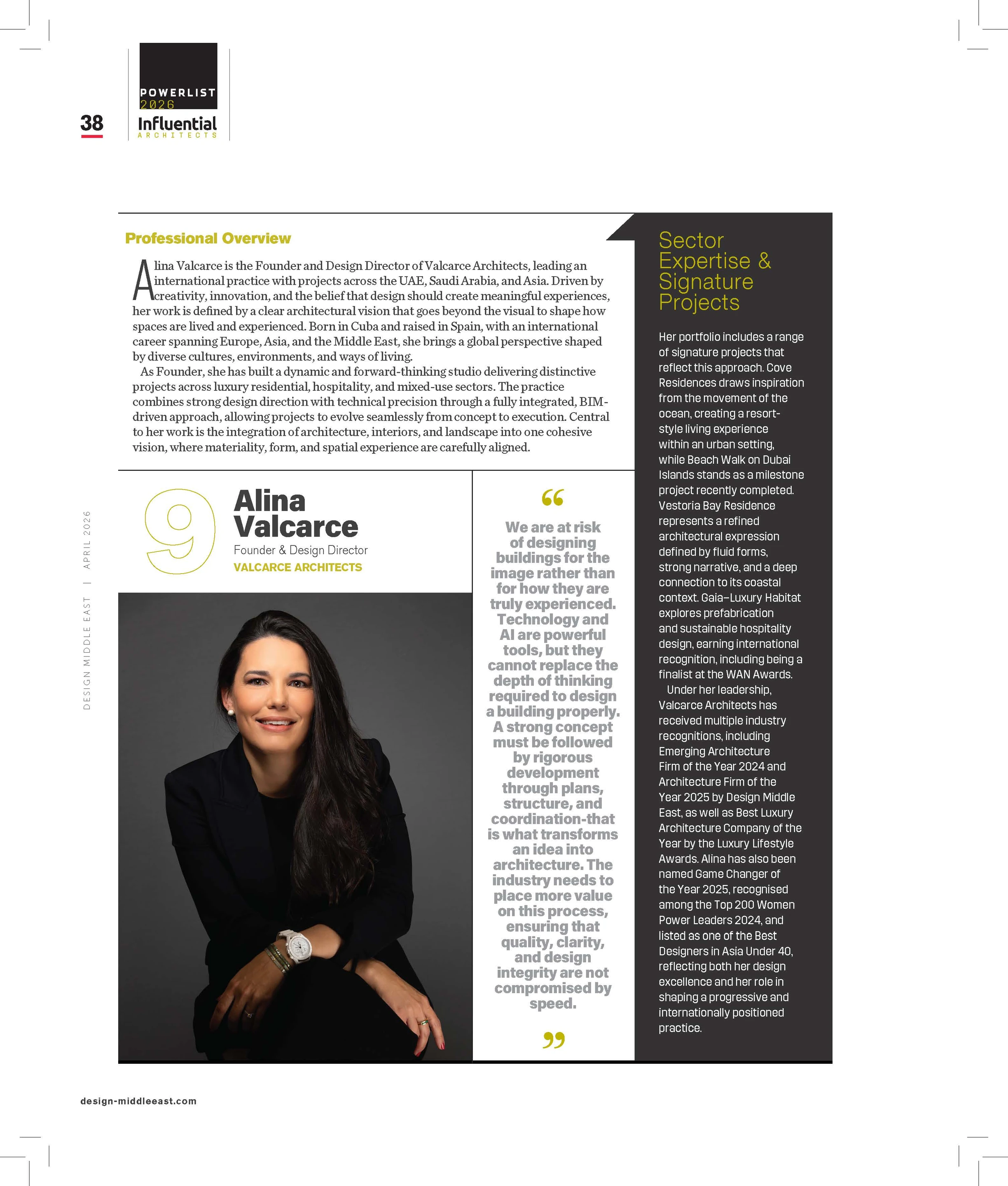 Architects Powerlist 2026 - #9 Alina Valcarce Founder & Design Director, Valcarce Architects