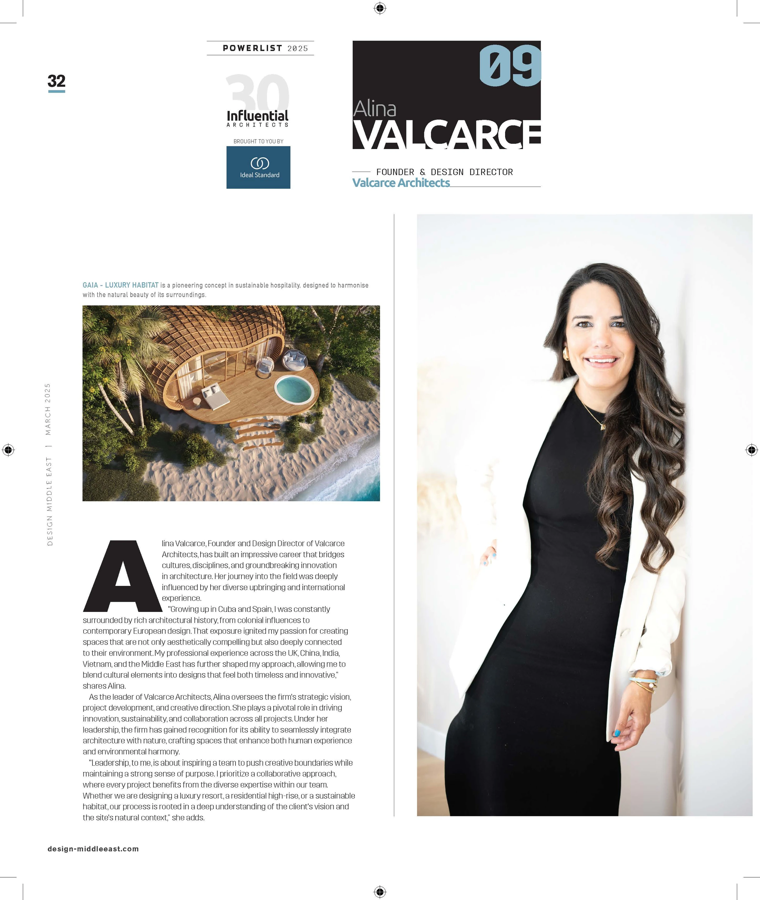 Alina Valcarce Ranks 11th on the Creative 30 Powerlist 2025 Founder & Design Director, Valcarce Architects