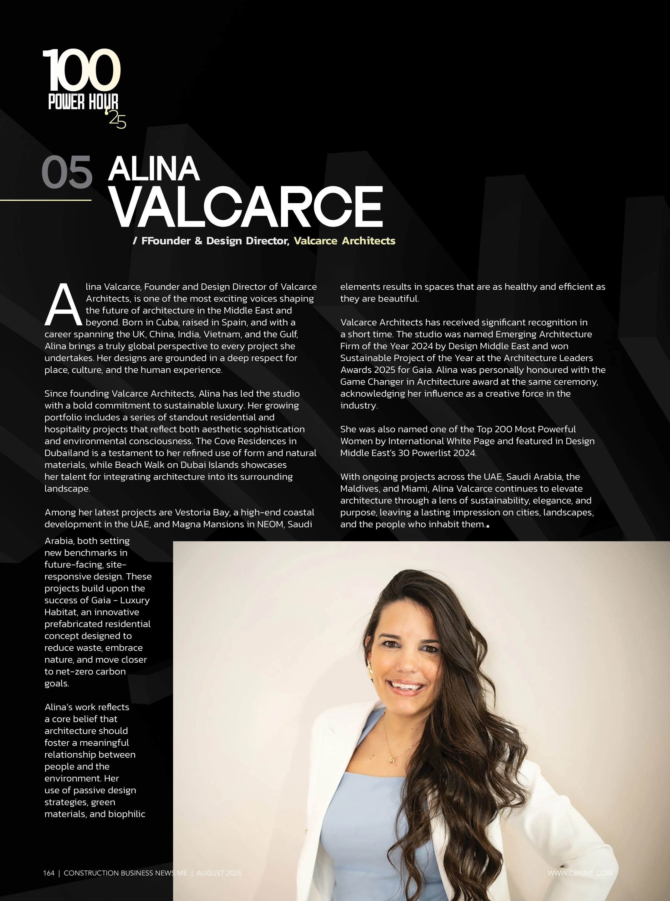 Alina Valcarce Named Among the Top 100 Construction Giants Founder & Design Director, Valcarce Architects