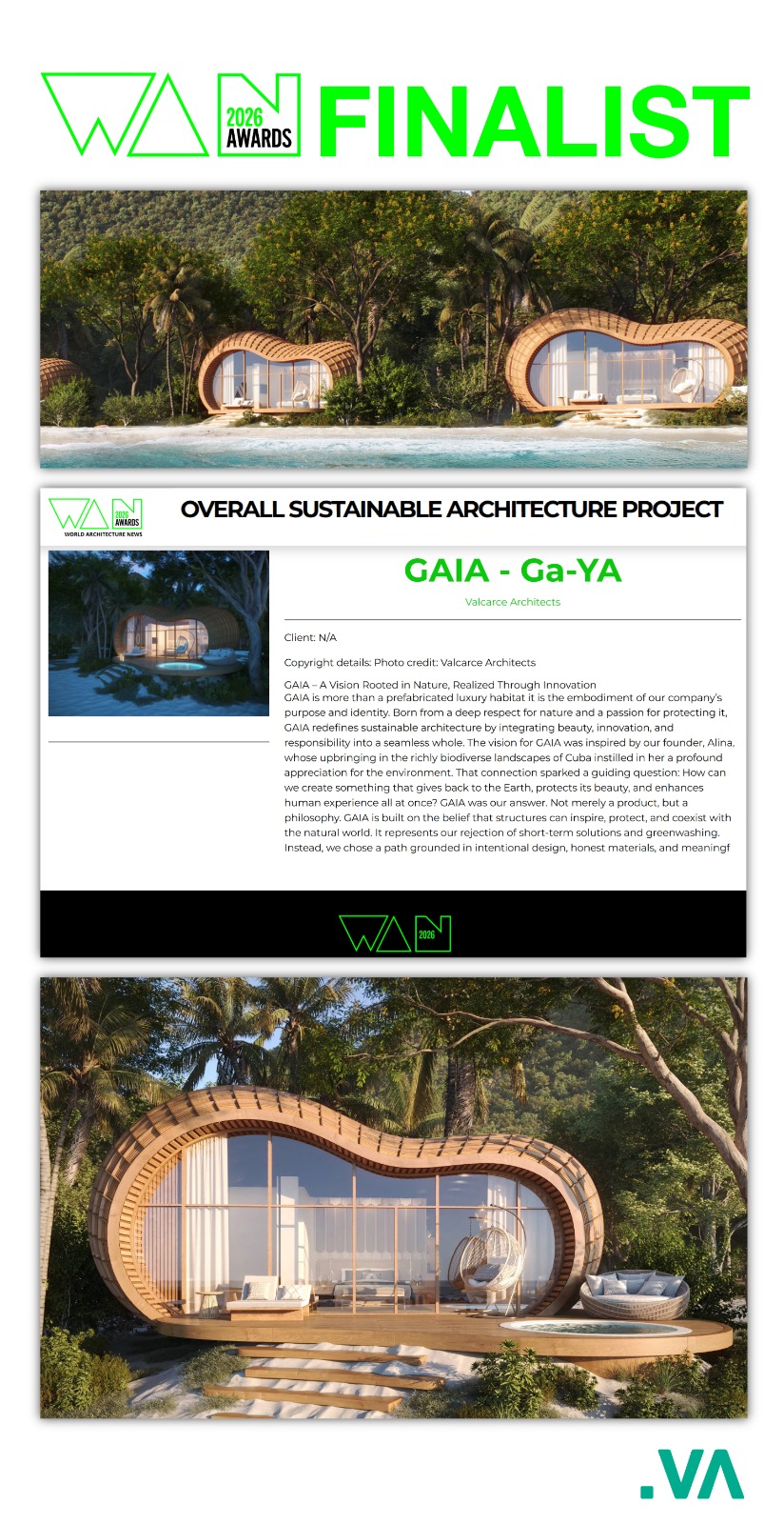 WAN Awards finalist homepage feature image for Gaia Luxury Habitat