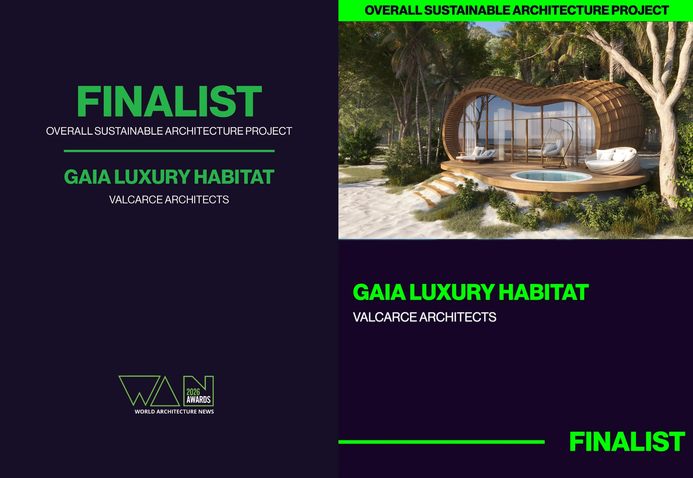 WAN Awards 2026 finalist hero for Gaia Luxury Habitat by Valcarce Architects