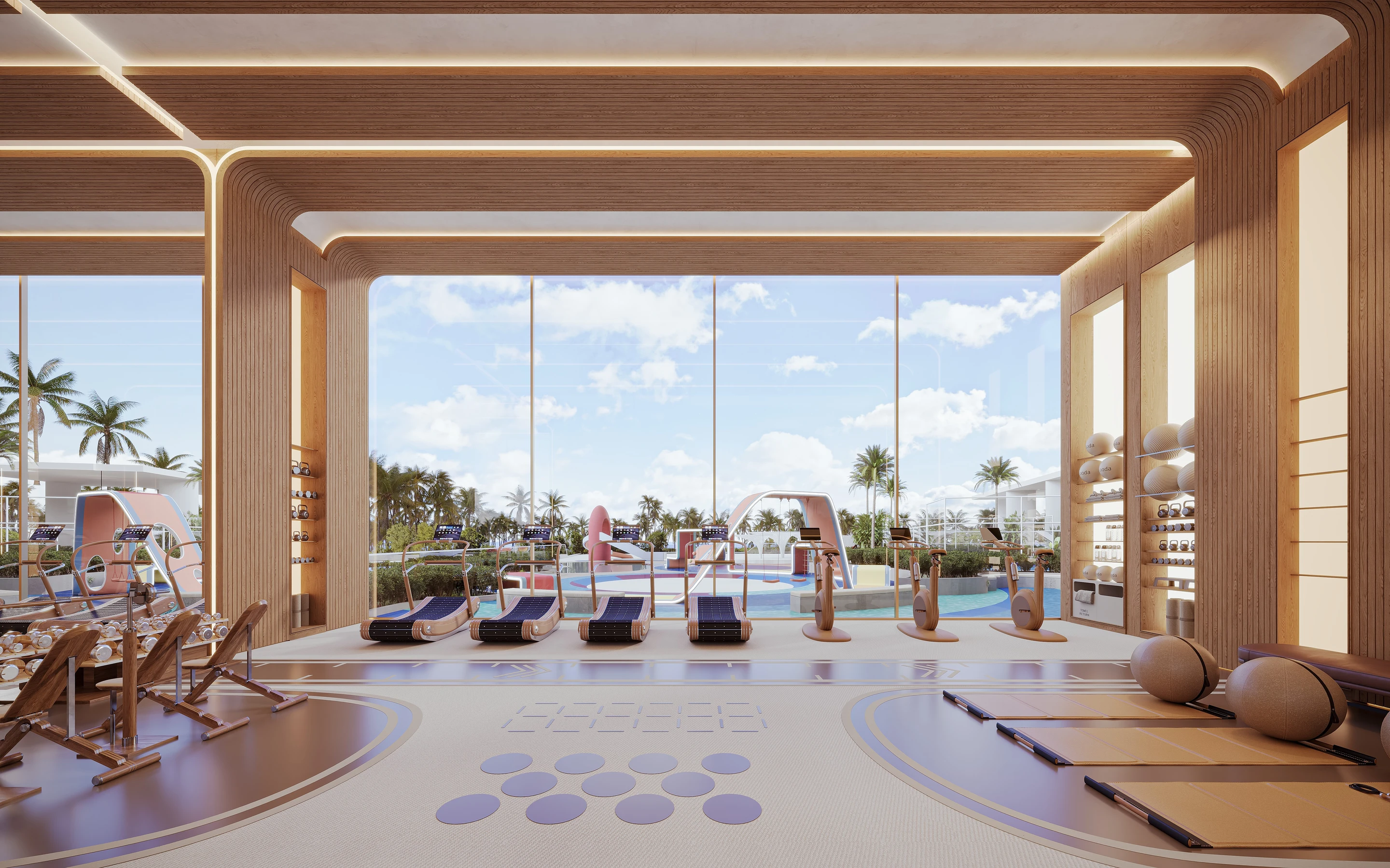 Waterfront fitness studio at Breez by Danube