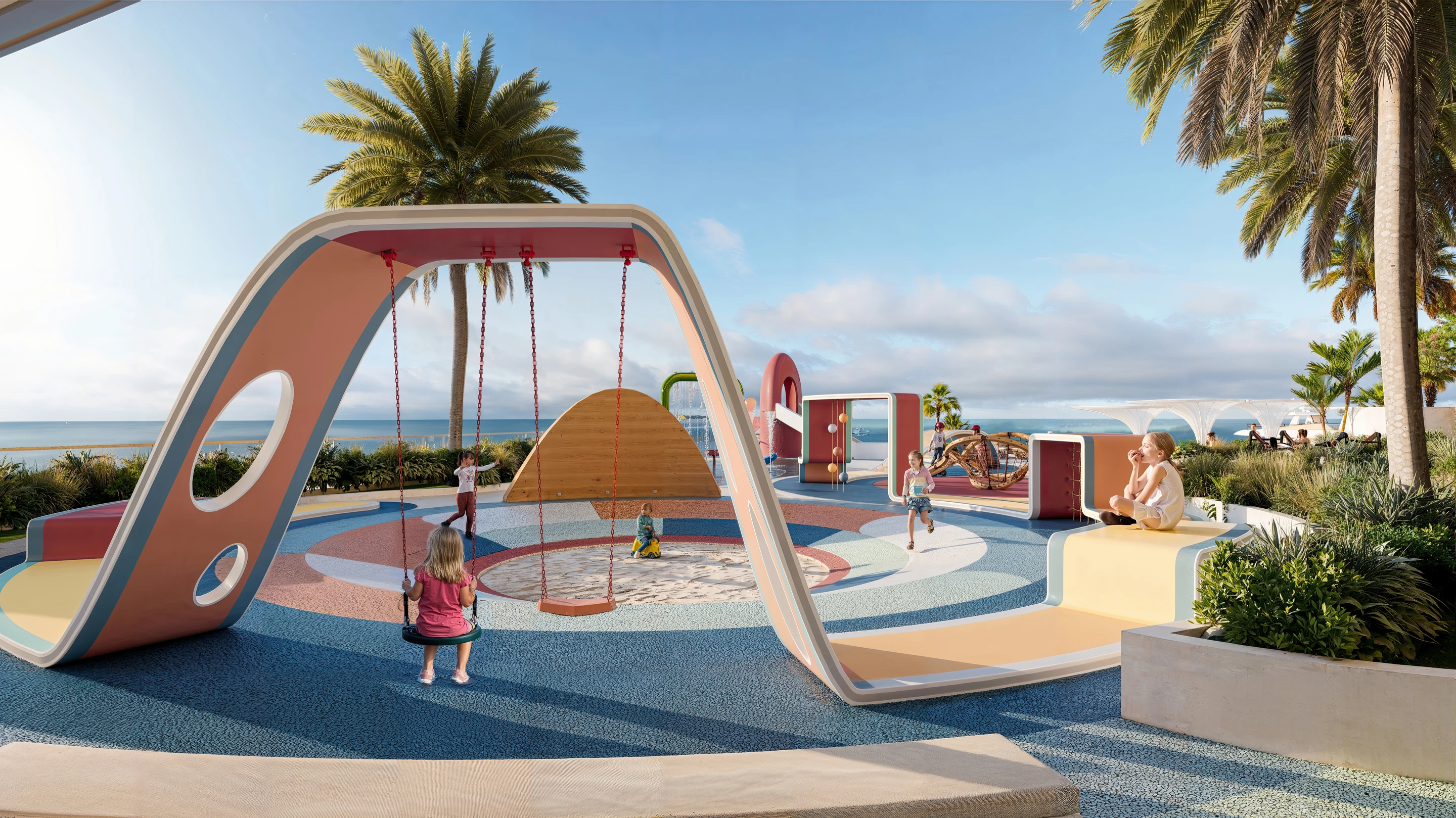 Children's outdoor play area at Breez by Danube