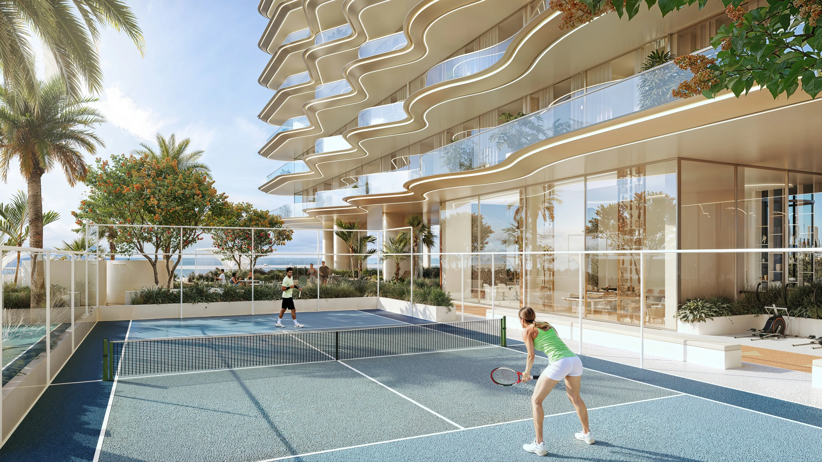 Outdoor sports court at Breez by Danube