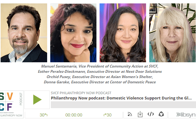 Philanthropy Now podcast on domestic violence with Manuel Santamaria, Esther Peralez-Dieckmann, Orchid Pusey, and Donna Garske