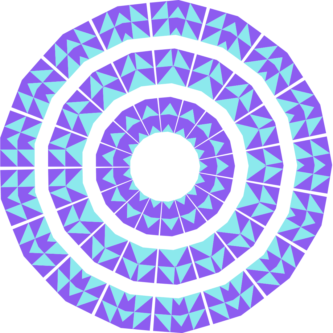 Decorative purple and teal circular pattern