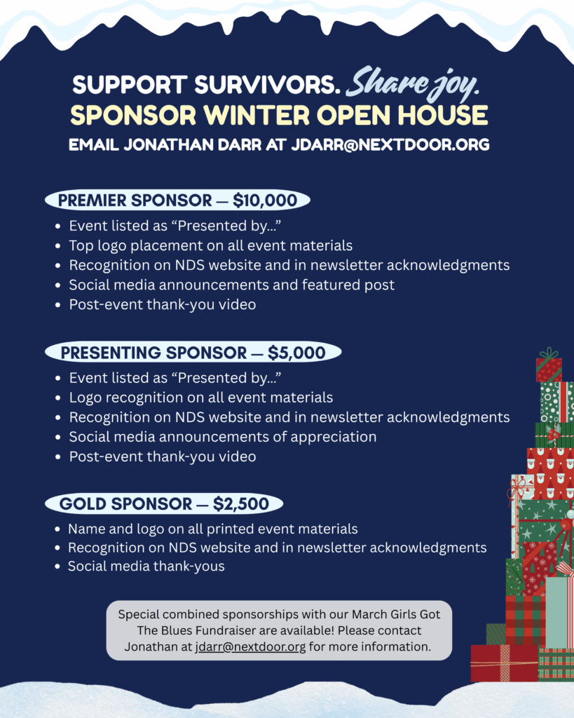 Winter Open House sponsorship levels: Premier Sponsor $10,000, Presenting Sponsor $5,000, and Gold Sponsor $2,500