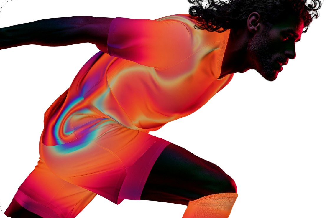 Thermal-mapped sprinter on white