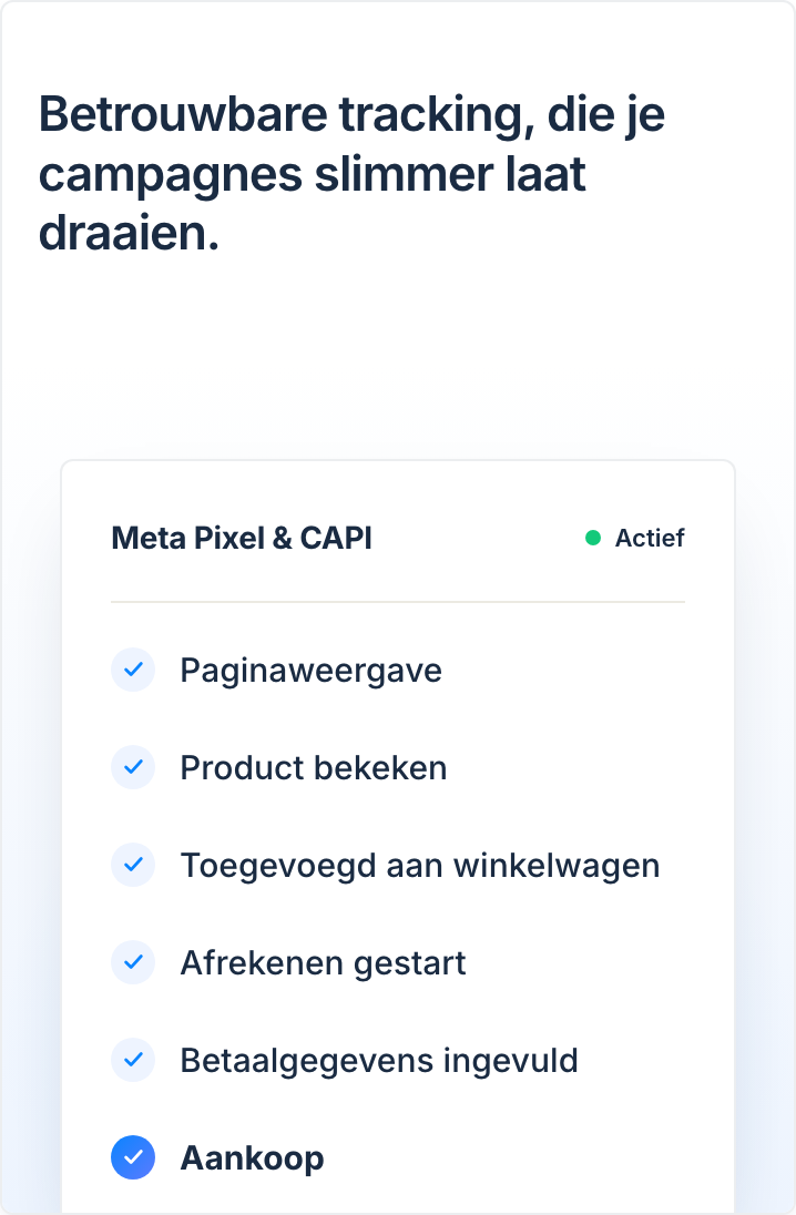 Betrouwbare tracking, die je campagnes slimmer laat draaien.
