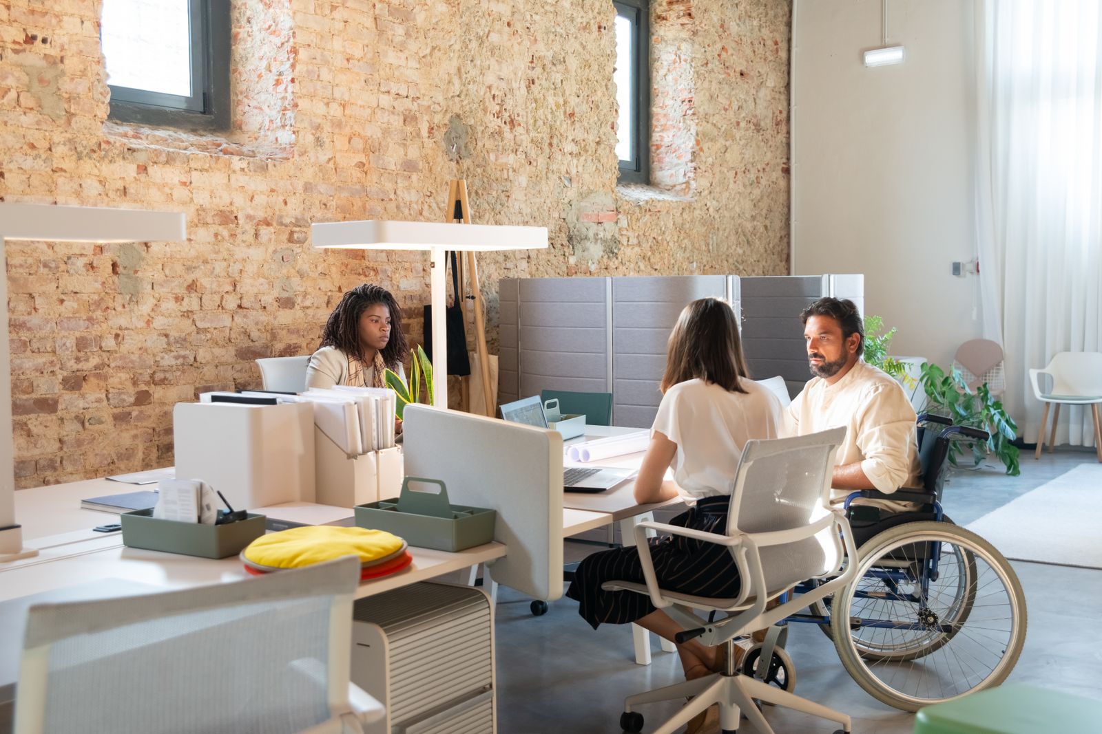 Marketing team discussing strategy in an office