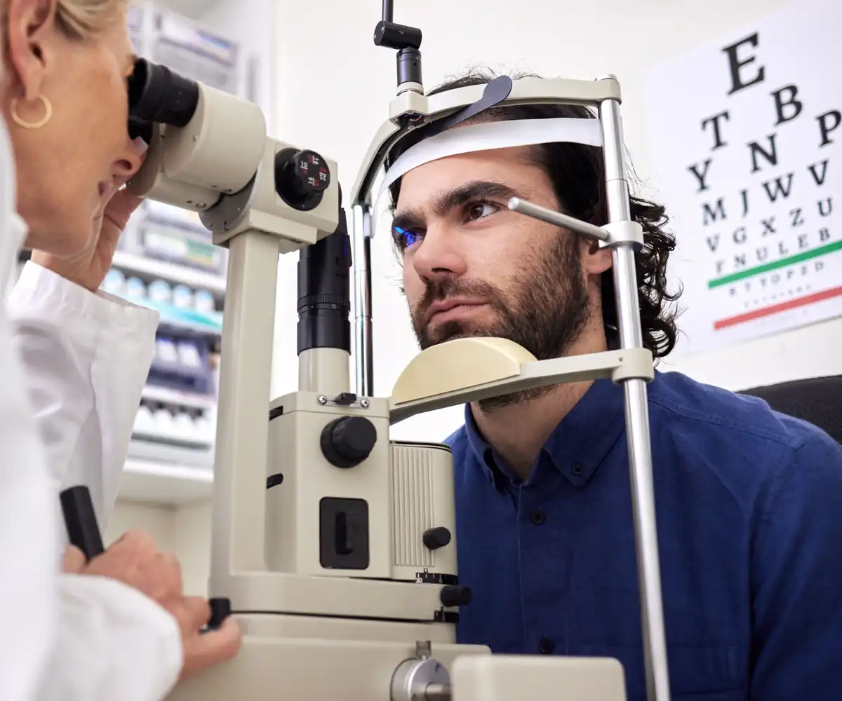 An eye pressure check at a Netra Eye Institute clinic