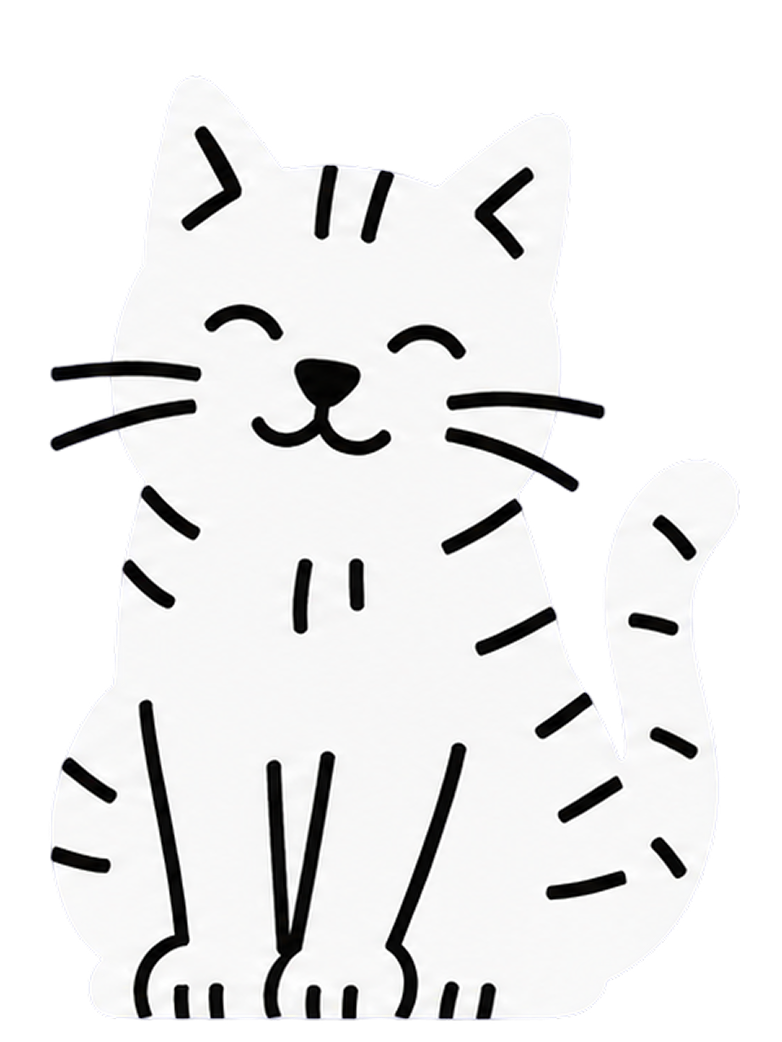 Line illustration of a cat peeking