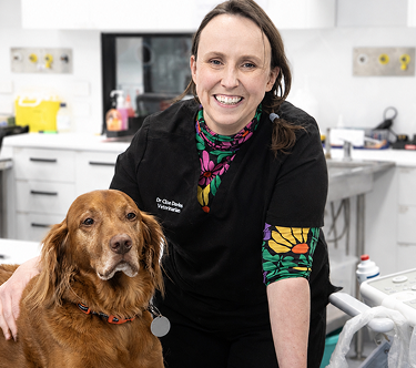 Dr Cloe Davies with her dog