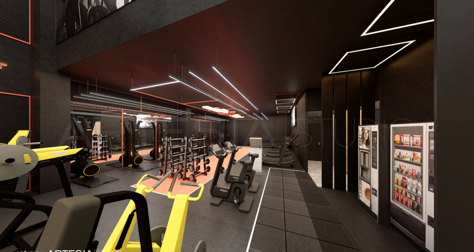 Ambiance plateau de musculation premium