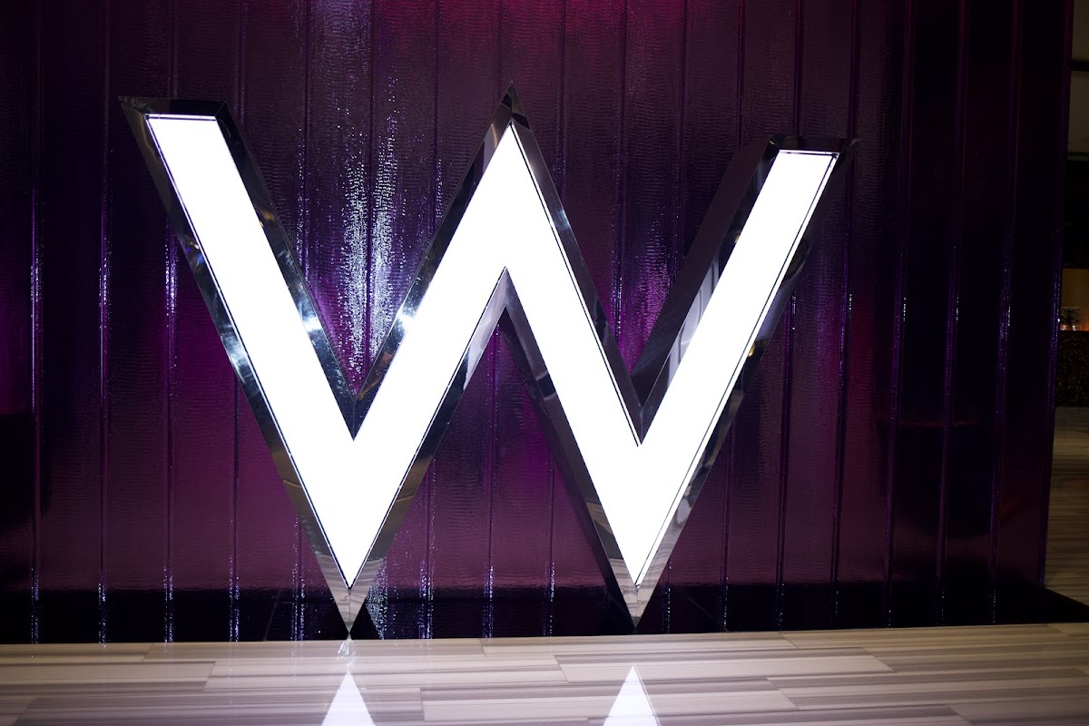 The W Hotel sign on SPARK launch night