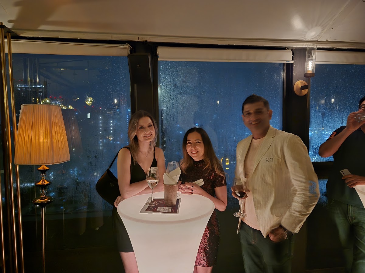 Guests against the skyline at Amber