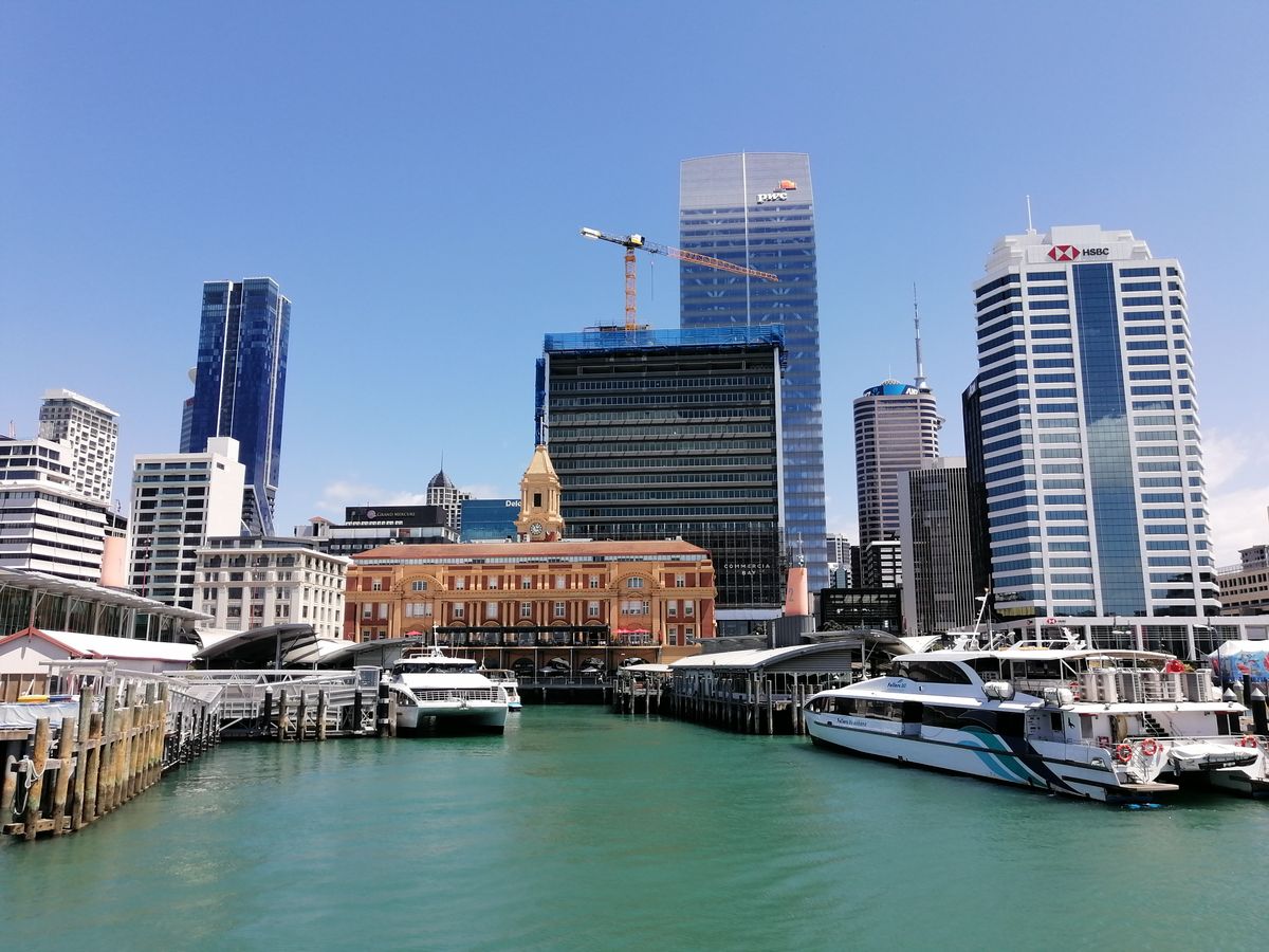 Auckland's historic Ferry Building on the waterfront