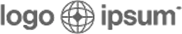 Logo text with the word ipsum and a geometric globe-like icon between the words logo and ipsum.
