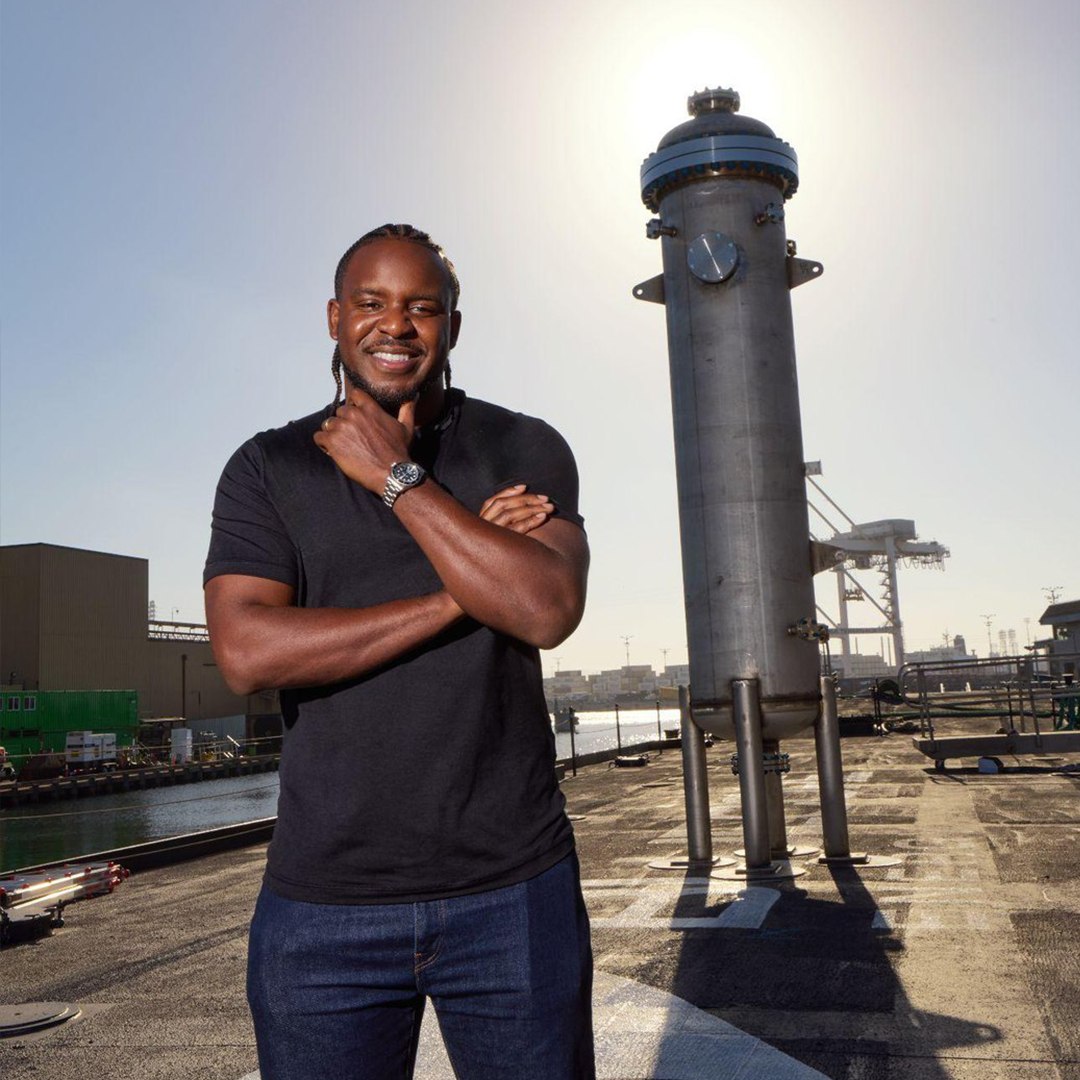 Kofi Asante, Founder and CEO of Bluecore Energy, at the Port of Long Beach