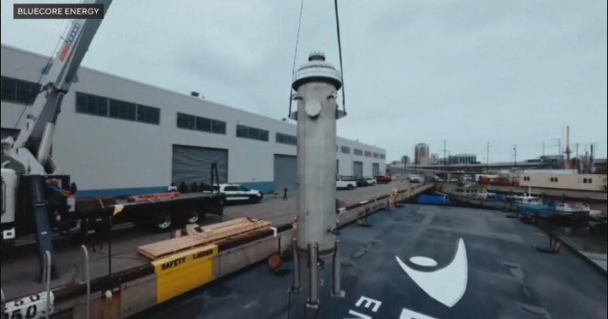 A Bluecore Energy small modular reactor concept, as pictured by CBS News Los Angeles