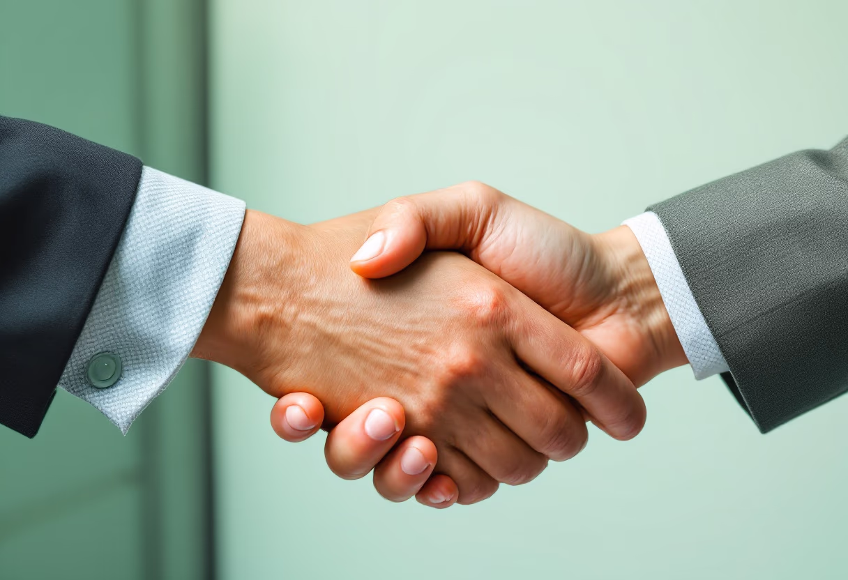[background image] image of a handshake (for a ai fintech company)