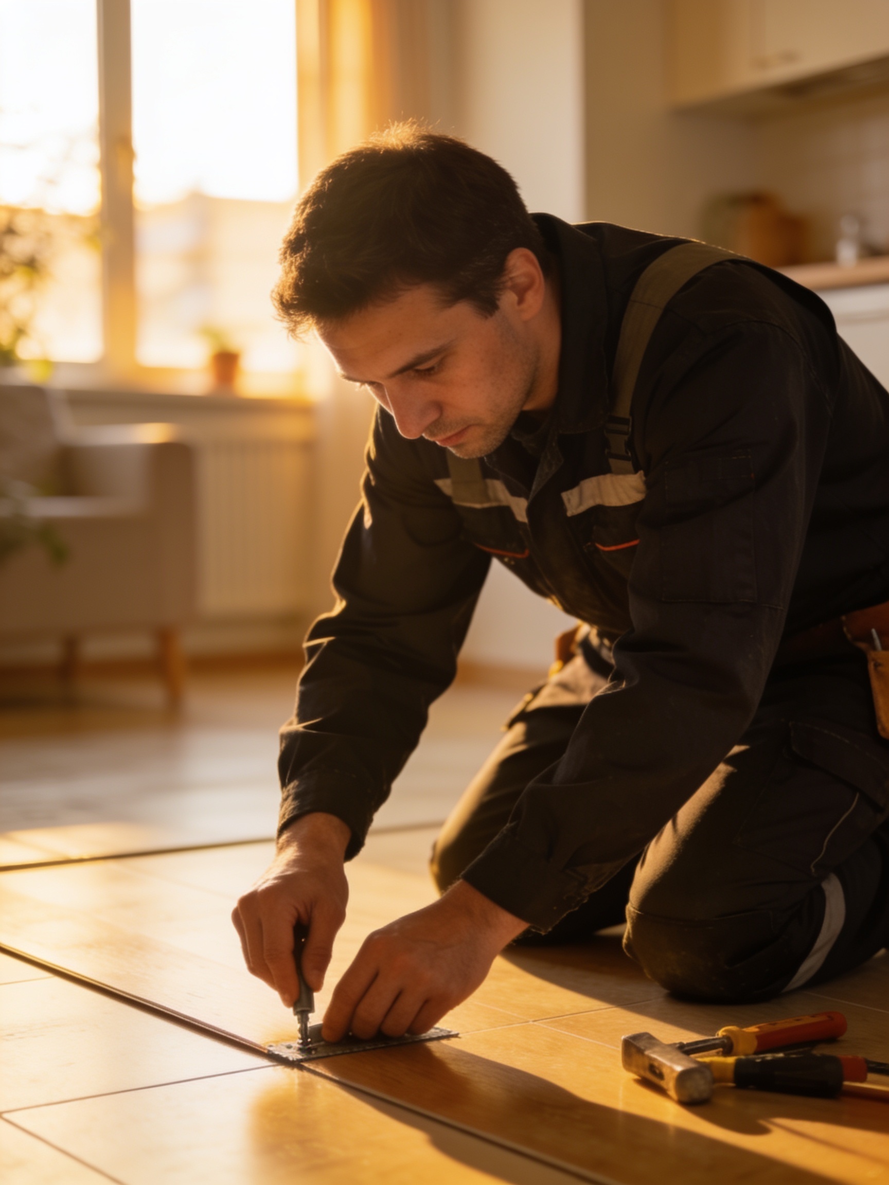 Hausservice Wien – Handwerker bei Bodenverlegung