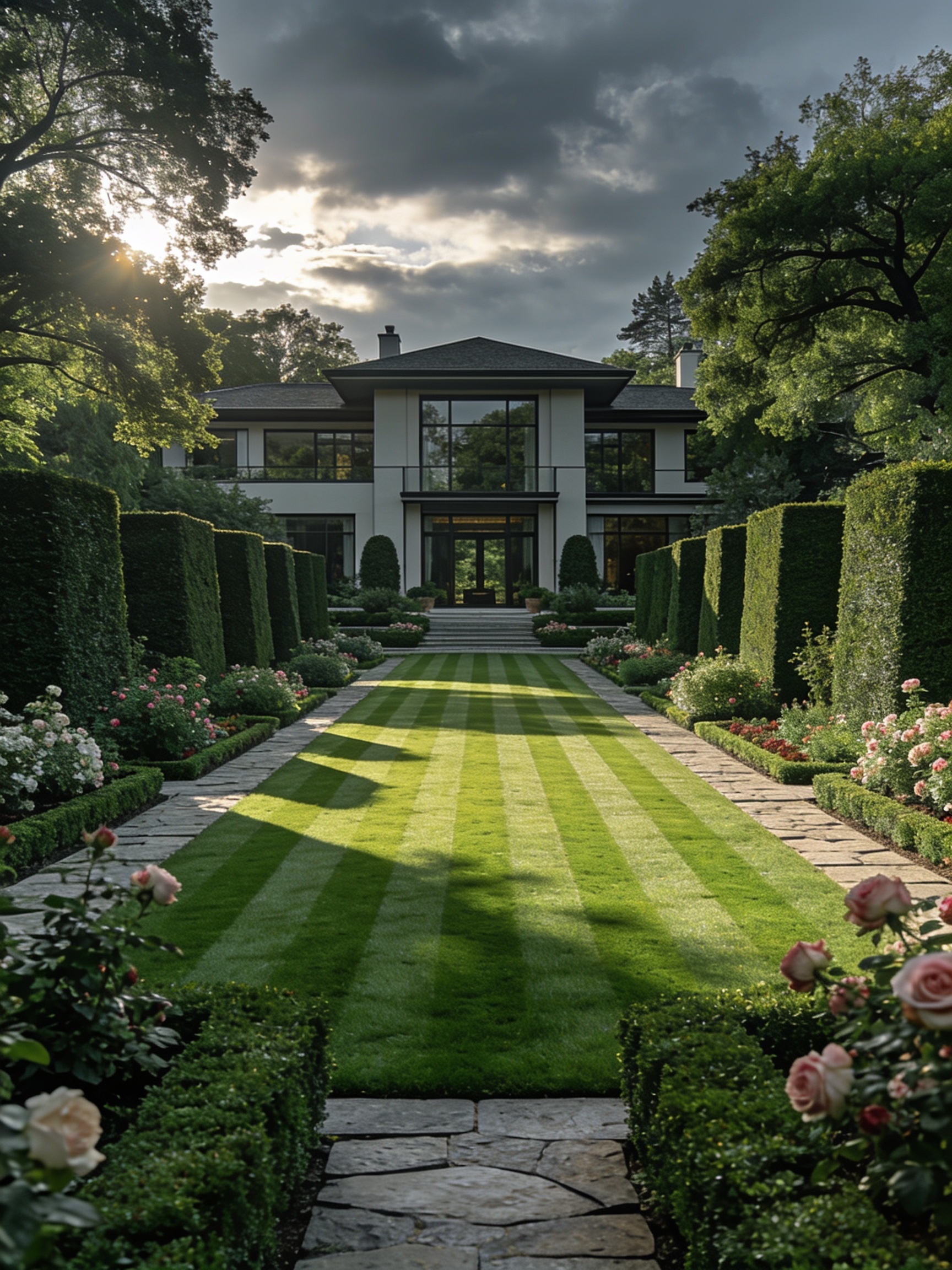 Gartenservice Wien – gepflegter Rasen bei herrschaftlicher Villa