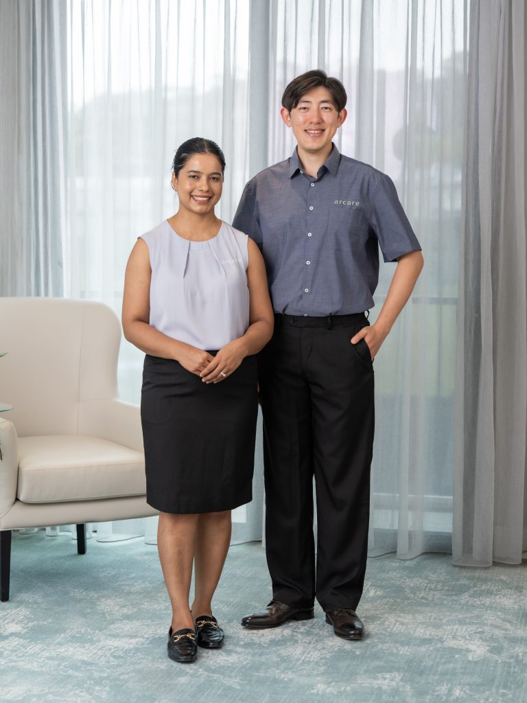 arcare mens and womens grey uniform shot