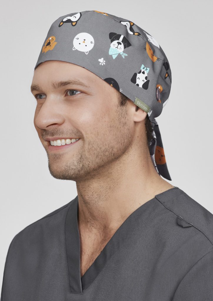 BizCare Unisex printed Scrub Cap Cheeky Pets