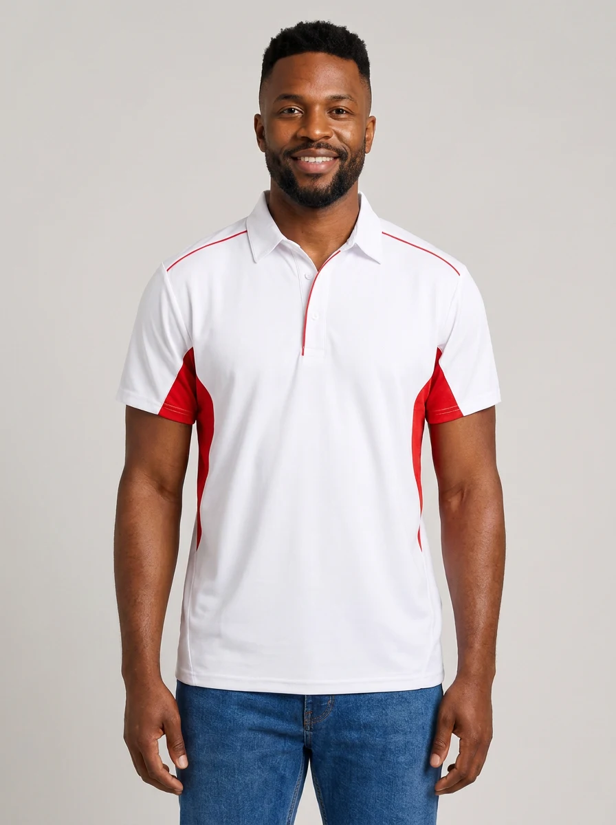 Freshen Polo Men's in White/Red – front view