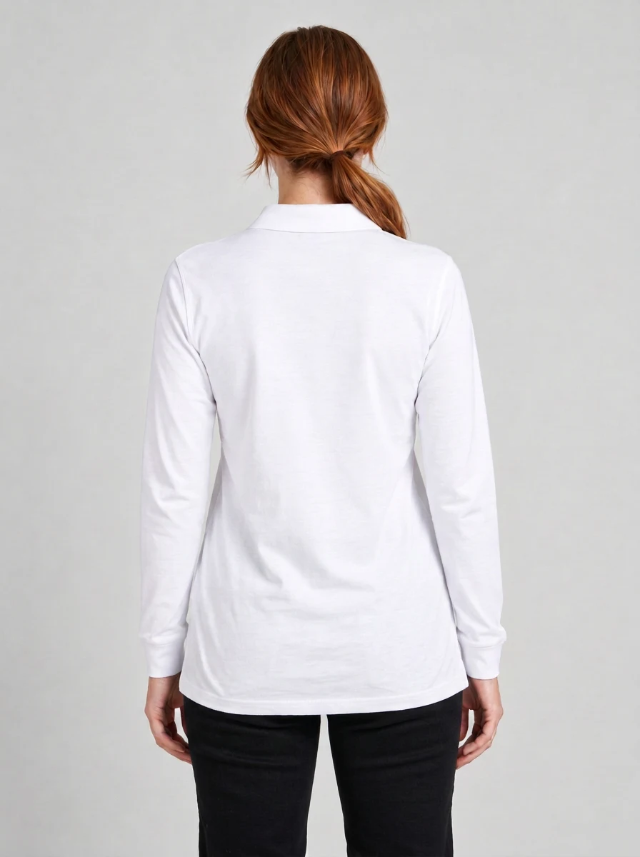 Freshen Polo L/S Ladies in White – back view