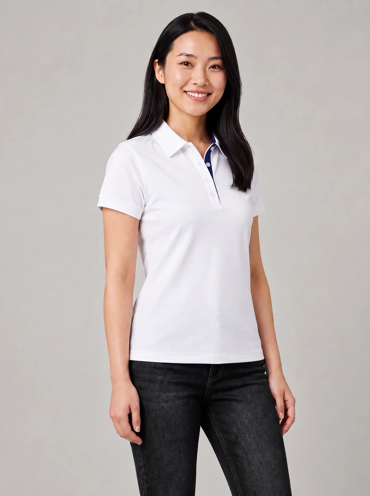 Superdry Polo Ladies in White/Navy – side view