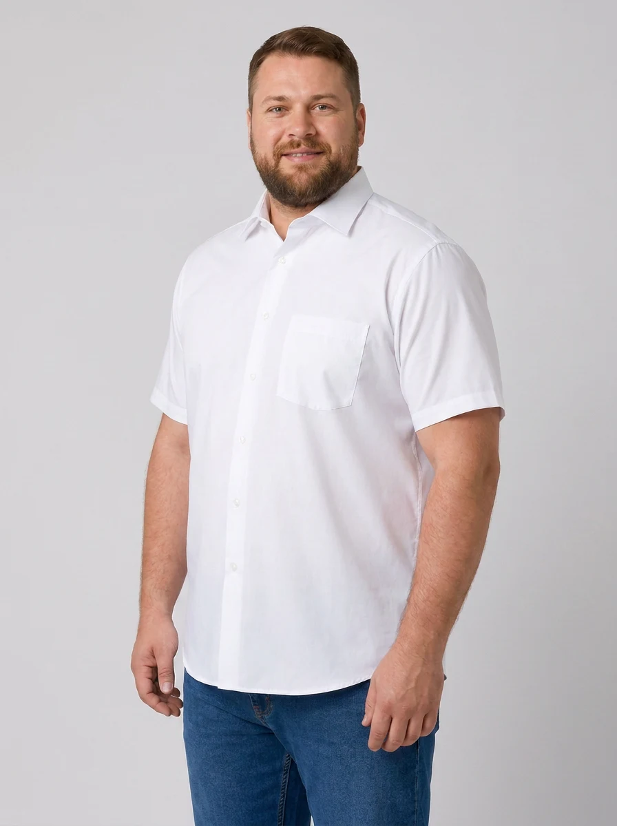Men's Nicholson Premium Poplin Short Sleeve Shirt in Star White – side view
