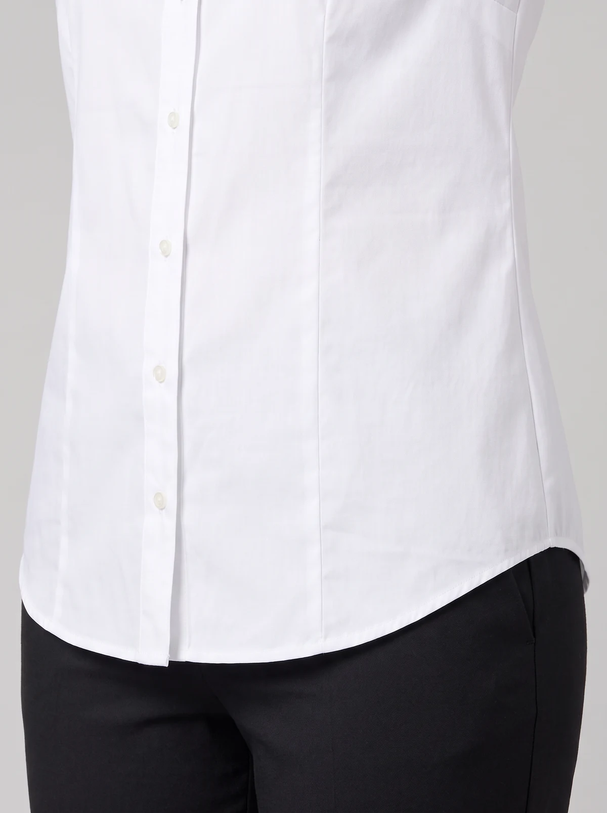 Women's Nicholson Premium Poplin Long Sleeve Shirt in Star White – close-up detail