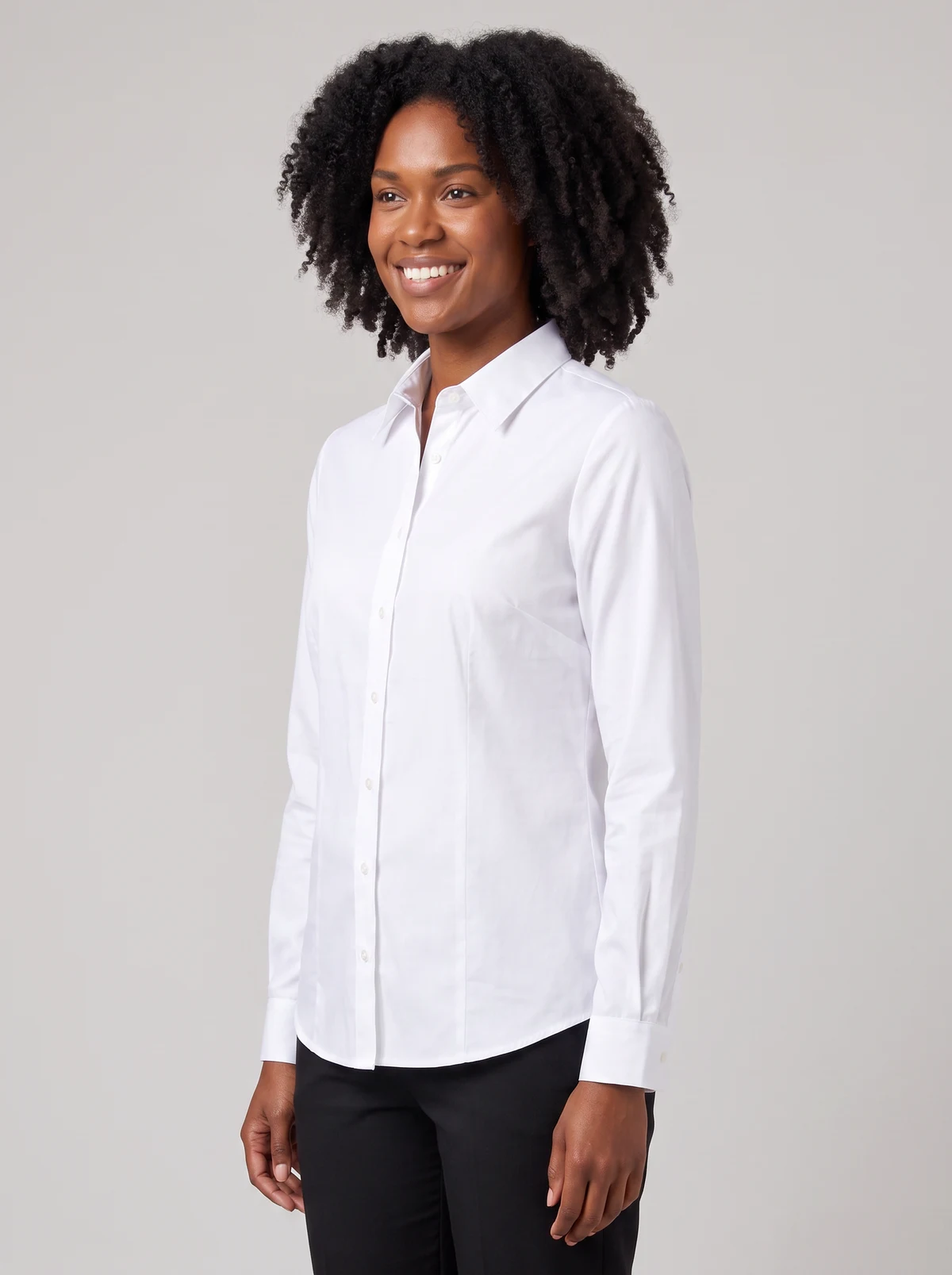 Women's Nicholson Premium Poplin Long Sleeve Shirt in Star White – side view