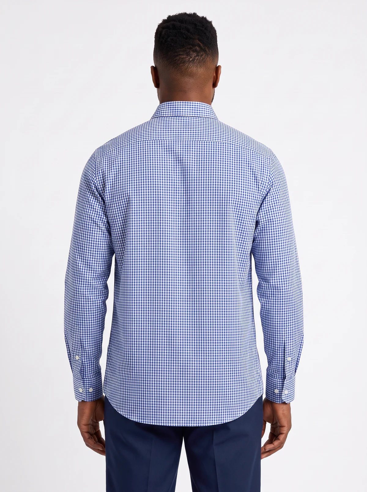 Men's Westgarth Gingham Long Sleeve Slim Fit Shirt – back view