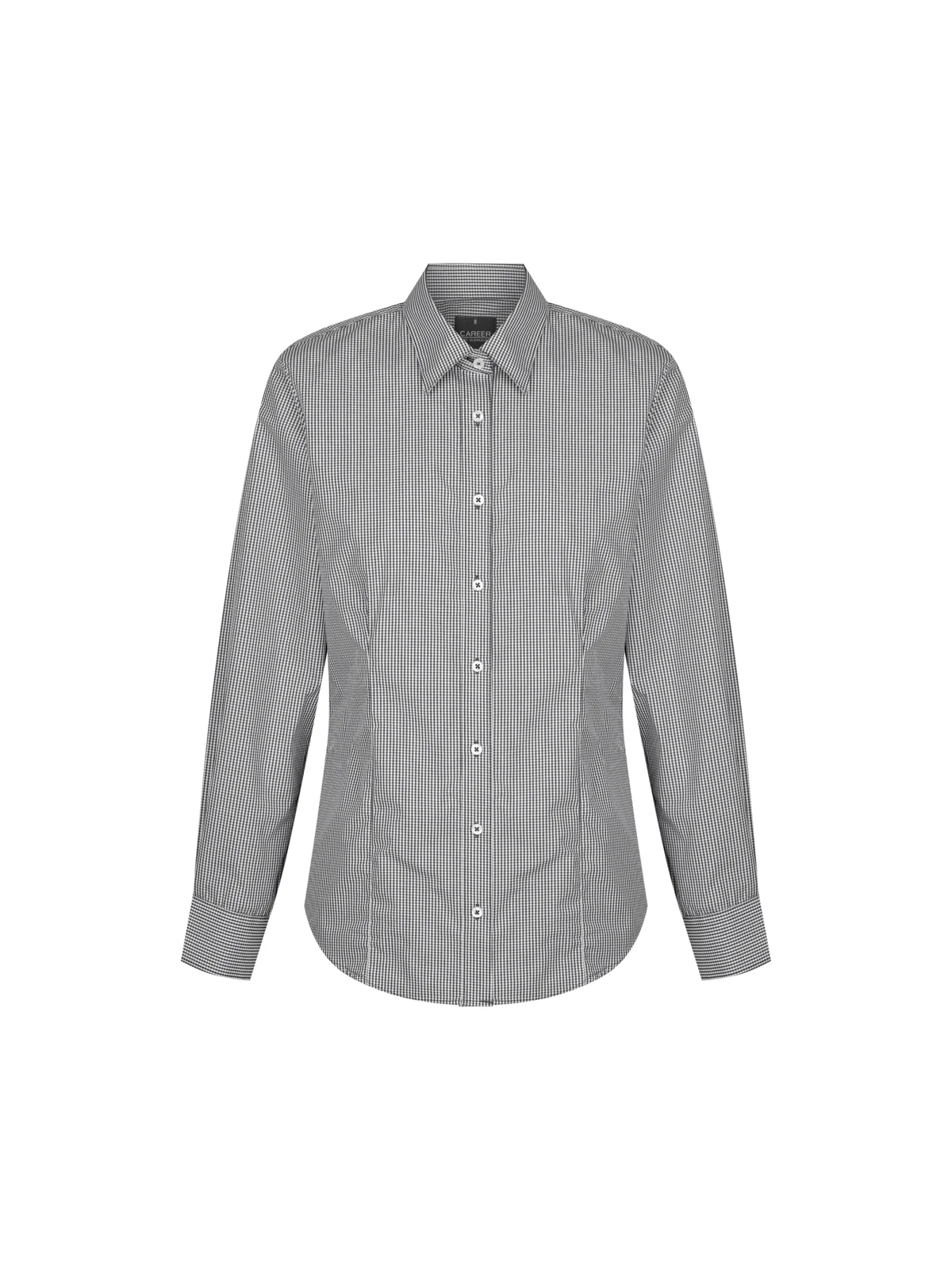 Westgarth Gingham Long Sleeve Slim Fit Shirt in Black – front view