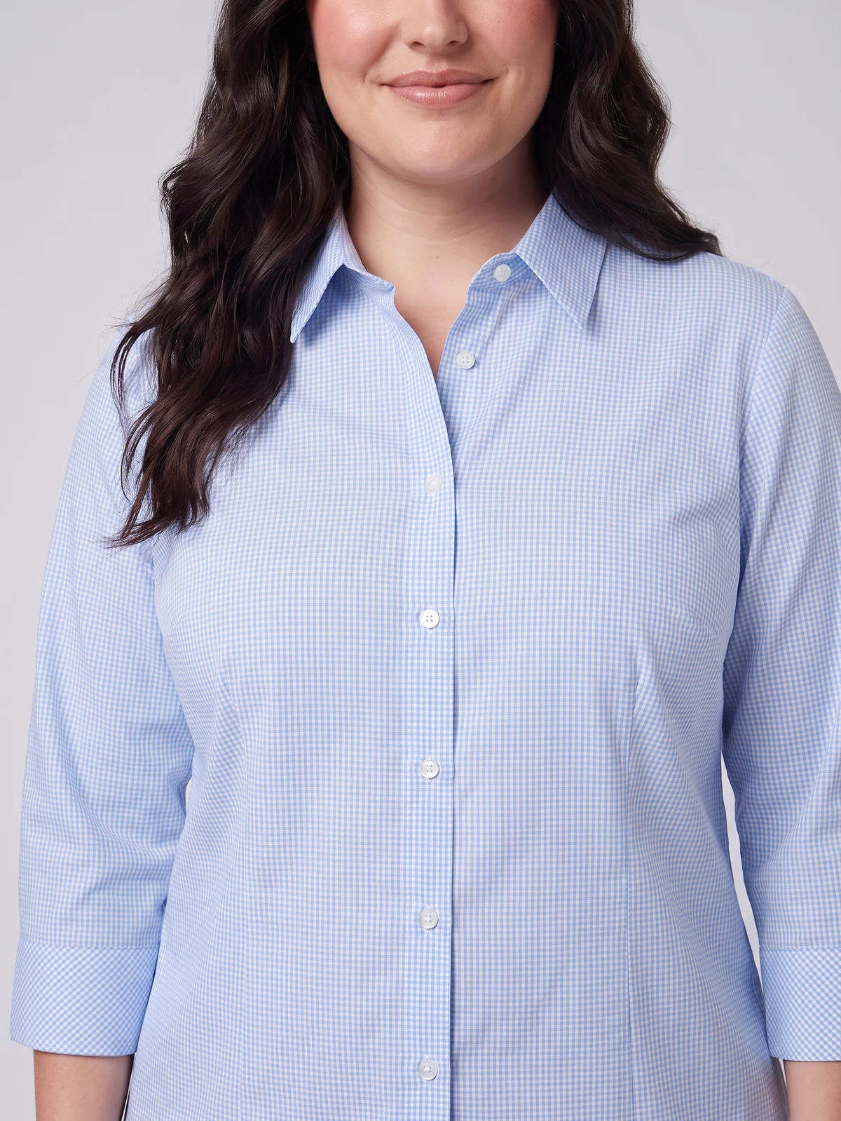 Westgarth Gingham 3/4 Sleeve Shirt – close-up detail